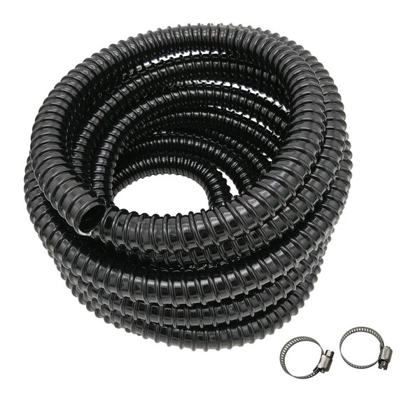 NBLYD 3/4 Inch ID Corrugated Pond Tubing Aquarium Hose Waterfall Pond Hose PVC Tubing 20 Feet, Black