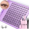 Clear Band Lash Clusters Kit Natural Wispy Lash Extensions Kit 10-14mm DIY Eyelash Extension Kit C Curl Individual Lashes Kit with Lash Glue Lash Remover Self Application at Home by ALICE