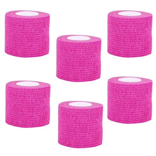 VideoPUP Tattoo Grip Cover Wrap,6PCS Disposable Cohesive Tattoo Grip Cover Elastic Bandage Handle Grip Tube for Tattoo Machine Tattoo Grip Accessories(Phosphor Pink)