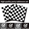 96 Pieces Black and White Checkered Tableware Set for Racing Car Table Decorations Supplies Race Sports Themed Dessert Plates Race-car Party Napkins Forks for 24 Guests Car Birthday Party Favors