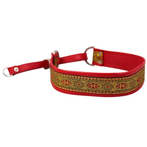 Genuine Leather 1.5" Wide Martingale Dog Collar Choker, Fits 20.5"-24" Neck