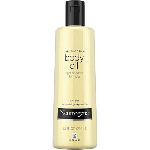 Neutrogena Body Oil Light Sesame Formula, Dry Skin Moisturizer & Hydrating Body Massage Oil, for Radiant & Healthy Looking Glow, Nourishing Bath Oil for Sheer Moisture, 8.5 fl. oz