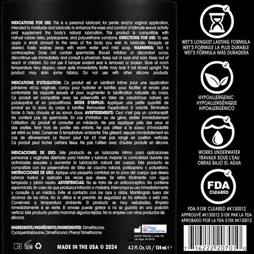 Wet Platinum Silicone-Based Lube for Men, Women & Couples, 4.2 Fl Oz - Ultra Long-Lasting & Water-Resistant Premium Personal Lubricant - Safe to Use with Latex Condoms - Non-Sticky & Hypoallergenic