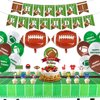 Football Theme Party Supplies - Including HAPPY BIRTHDAY Banner, Football Foil Balloons, Cake Topper, Tablecloth, Balloons for Game Day, and Football Birthday party Decorations