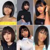 Luolihar Short Straight Bob Wig With Bangs Human Hair Brazilian Virgin Human Hair Wigs for Black Women None Lace Front Wigs Wear and Go Glueless Machine Made Bob Wigs Natural Black 12 Inch