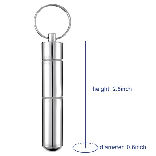 Hotop Portable Toothpick Holder Pocket Waterproof Aluminium Alloy Toothpick Box Metal Pill Case with Key Ring, 2.8 x 0.6 Inch