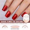 CUZIAM Press on Nails Short Square, 32pcs Wine Red Mirror Cat Eye Soft Gel Nail Tips with Glue, 16 Sizes Glossy Reusable Comfortable Gel Salon Manicure Stick on Nail Christmas for Women Girls-Love Red