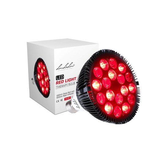 LouLeLou Red Light Therapy Lamp—54 W, Medical Grade Infrared Light Therapy Bulb, 18 LED’s, 660nm Red and 850nm Near Infrared for Skin and Soothing Pain Relief—Lasts 50,000 Hours