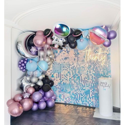 Galaxy Space Balloon Garland Kit 140pcs purple blue black Outer Space Astronaut Moon & Star Diy 4D planet Balloons for girl two the moon birthday decorations Kids Party Supplies