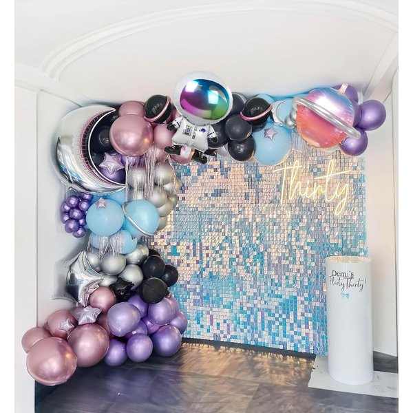 Galaxy Space Balloon Garland Kit 140pcs purple blue black Outer Space Astronaut Moon & Star Diy 4D planet Balloons for girl two the moon birthday decorations Kids Party Supplies