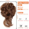 Qunlinta Messy Bun Hair Piece, Long Wavy Tousled Updo Hair Bun Extensions Wavy Hair Wrap Ponytail Hairpieces Hair Scrunchies with Elastic Hair Band for Women Girls -Light Brown