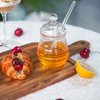 Ivolador Honey Jar, Glass Honey Pot with Dipper and Lid Glass Storage Container Dispenser for Home Kitchen Store Honey and Syrup