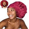 TTAT Shower Cap Jumbo Size for Men & Women With Afro, Long Dreadlocks, Locs, Box Braids, Coily, Voluminous & Long Hair, Waterproof, Washable, Reusable & Adjustable (Maroon)