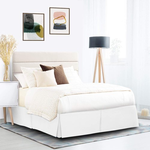 Nestl White Full Bed Skirt - Full Size Bed Skirt 14 Inch Drop - Brushed Microfiber Bed Skirts - Hotel Quality Pleated Bed Skirt - Shrinkage & Fade Resistant