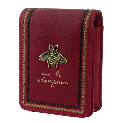 Biiange Lipstick Case with Mirror for Purse, Mini Lipstick Holder Purse, Small Cosmetic Bag for Lipsticks, Travel Lipstick Pouch, Portable Makeup Cosmetic Pouch (1Pcs Red)