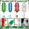 Christmas Party Favors, 4PCS Christmas Lights Necklace, LED Christmas Accessories, 3 Modes Christmas Necklaces, Colorful Snowflakes Bulbs Christmas Lights Necklace Light Up for Kids Family Gathering