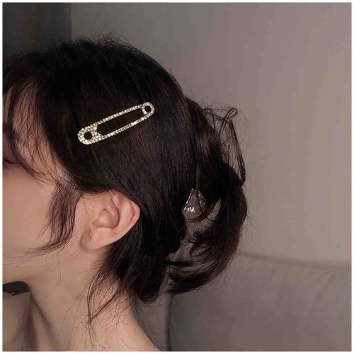 Erimberate Bohemian Safety Pin Hair Clip Crystal Hair Barrette Gold Pin Shape Hair Pins Clips Rhinestone Headwear Decorative Hair Accessories Jewelry for Women and Girls (Gold)
