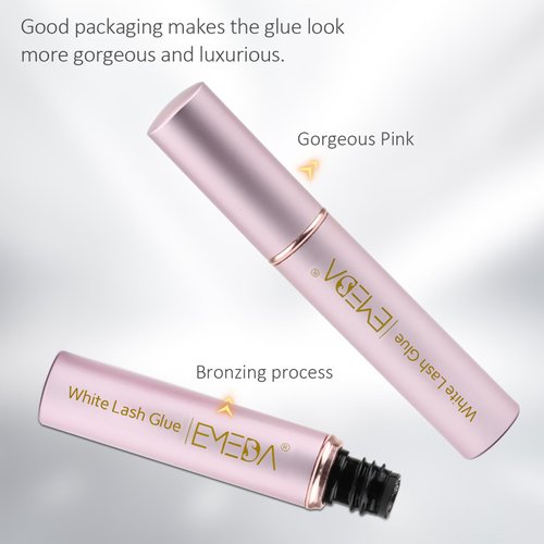 EMEDA Eyelash Glue for False Lashes Super Strong Hold Long Lasting 24H Waterproof Latex Free Best Lash Glue Eyes Strip White Clear Lash Adhesive 5ml 0.17oz
