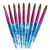 PANA Pure Kolinsky Hair Acrylic Nail Brush - Round Shape Pink Ferrule with White Swirl Blue Handle (Size 10)