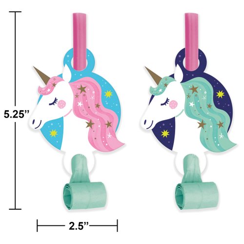 Unicorn Galaxy Party Blowers, 8 Count