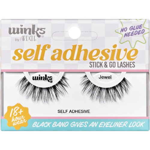 Ardell Winks Self Adhesive Lashes - Jewel Style, Full-Volume, No Glue Needed, Lightweight & Easy-to-Apply, Natural-Looking False Eyelashes, 1-Pair