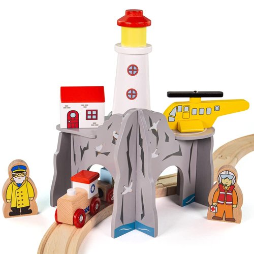 Bigjigs Rail, Lighthouse 4-Way Tunnel, Wooden Toys, Bigjigs Train Accessories, Train Tunnel, Wooden Train Set, Wooden Railway, Wooden Train Track Accessories, Tunnel for Kids