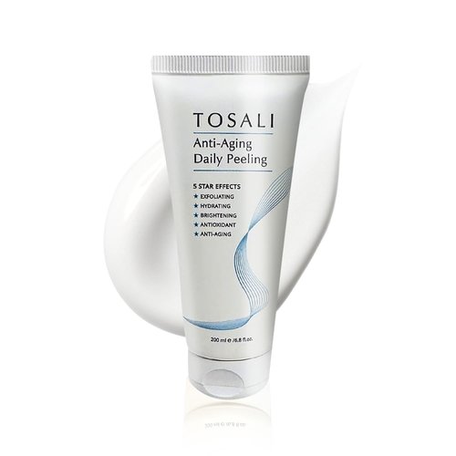 Tosali Anti-Aging Daily Peeling, Facial Cleanser, with Exfoliating, Hydrating and Anti-Aging Benefits for Women All Skin Types 6.8 Fl.oz (200ml)