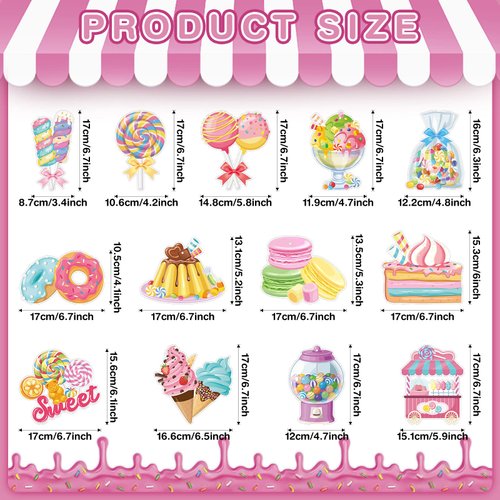Crtiin 55 Pcs Sweet Candyland Party Decoration Sweet Party Paper Swirls Colorful Lollipop Donut Ice Cream Hanging Swirls for Kids Girls Sweet Shop Baby Shower Birthday Party Favors Supplies