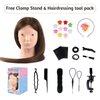 MYSWEETY Mannequin Head with Human Hair, 80% Real Hair 26'' Makeup Hairdressing Practice Training Head, Cosmetology Manikin Doll Head for Hair Styling with Clamp Holder and Tools