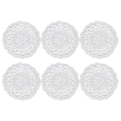 Abaodam 6pcs Dollhouse Table Mat Mini Doilies Mini House Dining Table Cover Miniature Table Mat Placemats Lace Trim Mini Accessories for Dolls Tiny Things Cloth Furniture Ob11 Crafts White
