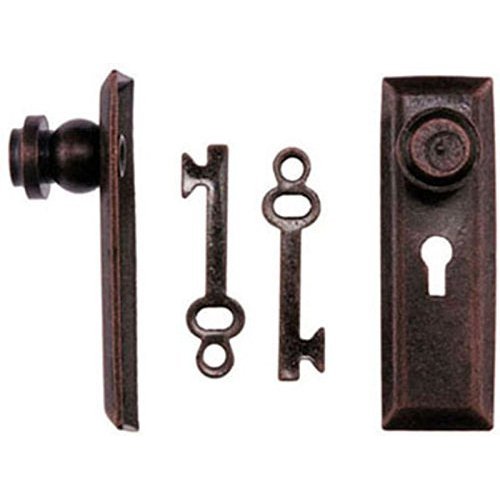 Handley House Dollhouse Miniature Oil Rubbed Bronze Finish Door Knob w/Key Plate