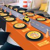 PIXHOTUL Construction Party Tablecloths, Plastic Disposable Black Yellow Orange Tablecloth Rectangle Tablecovers for Boy Kids Construction Theme Birthday Excavator Party Supplies Table Decor (8)