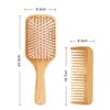 Hair Brush-Natural Wooden Bamboo Detangler Paddle Brush and Comb Set Eco Friendly Hairbrush for Women Men and Kids Thin Long Curly Hair Types and Massage Scalp(2Pcs)