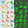 Partywind 204 Styles Glow Dinosaur Party Supplies, 34 Sheets Dinosaur Temporary Tattoos for Kids Goodie Bag Stuffers, Glow Dinosaur Tattoos for the Dark Party Decorations