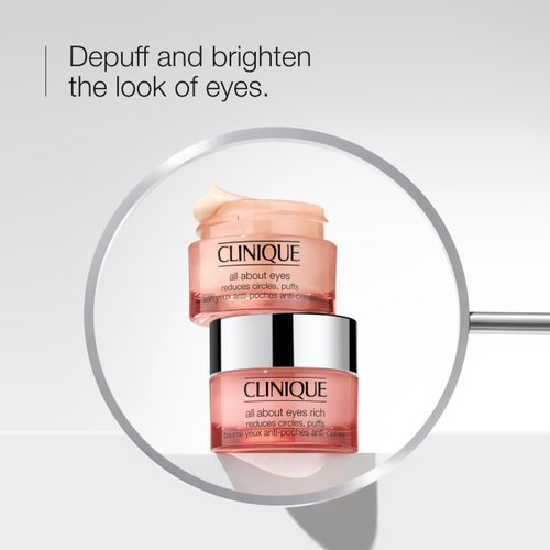 Clinique All About Eyes Lightweight Eye Cream With Vitamin C | Hydrating, Brightening, Depuffing + Dark Circle Reducing, Mini Travel Size, 0.5 Ounce