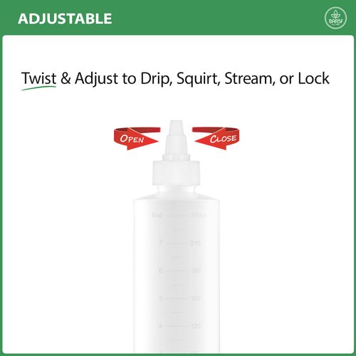 Applicator Bottle for Hair - 2-Pack, 8.5 Ounce, Translucent, Adjustable Nozzle, Open/Close Feature, Squeeze Design with Measuring Scale - Ideal for Scalp, Hair Color, Roots, Hair Oil Application