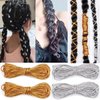 4 Pieces 5M (16.4ft) Dreadlock Braids Hair Accessories Silver Gold Braiding Hair,Deco Styling Shimmer Stretchable African Braid Braided Elastic Cord Ornament Hanging Decorating