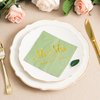Crisky Sage Green Wedding Napkins Mr & Mrs Gold Cocktail Beverage Dessert Napkins for Wedding Shower Engagement Party Decorations, Wedding Cake Table Decor Supplies 100 Pcs, 3-Ply