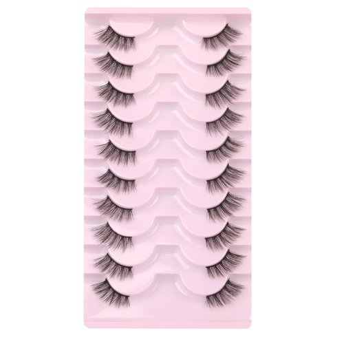 wiwoseo False Eyelashes Half Lashes Natural Wispy Fluffy Faux Mink Lashes DIY Extension Eyelashes 16MM Fake Eyelashes 10 Pairs Pack