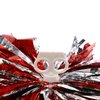 Regpre Cheerleading Pom Poms 14" Red Silver Metallic Foil with Ring Handle for Cheer Squads, Sports Dance Competitions, Cheering, 2 Pack