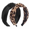 Etercycle 2PCS Headbands for Women, Bow Knotted Wide Headband, Yoga Hair Band Fashion Elastic Hair Accessories for Women (Black, Leopard)