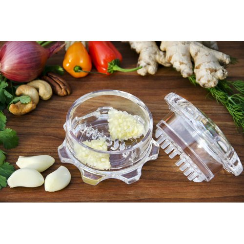 Garlic Twister 3rd Gen - For Garlic/Herb/Nuts, Garlic Press Kitchen Mincer and Grinder, Easy to Clean! (Clear) by NexTrend
