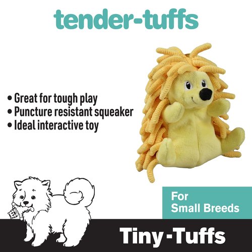 Snuggle Puppy Tender-Tuffs Tiny - Yellow Hedgehog Stuffed Plush Dog Toy with Squeaker - Small Breed Stuffed Cuddly Soft Toy
