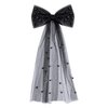 Bachelorette Party Favors Pearl Black Hair Bow Veil Bridal Hair Clip, Pearl Black Hair Bow Bride to Be Bridal Shower Gifts Bridesmaid Favors Bridal Hair Accessories