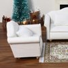 Dollhouse Couch Miniature Furniture Sofa with Pillows for Living Room Desktop Decoration Fabric Sofa Mini Home Scene Accessories Ornament (Single Sofa, White)