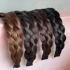 Denlydom Headband 4 Strands Synthetic Hair Plaited Headband Braid Braided With Teeth Hair Band Beauty accessory Stretch Braid Headbands Hairpiece for Women (Brown)
