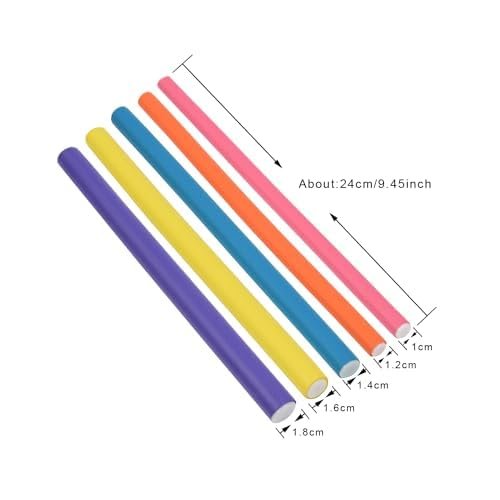 30 Pieces Flexi Curling Rods No Heat Hair Curlers Rod 9.45 Inch Hair Curlers for Medium and Long Hair (5 Colors)