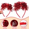Christmas Small Bell Headbands Xmas Tree Round Ball Headband Red Hairband with Ribbon Design Festive Holiday Christmas Party Costume Accessories for Women or Girls 1Pcs(4-Red, Medium)