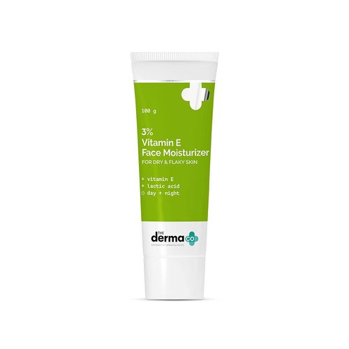 The Derma Co 3% Vitamin E Face Moisturizer for Dry & Flaky Skin | Soothes, Hydrates & Nourishes | Makes Skin Soft & Supple | Quick Absorbing, Fragrance-Free Formula | 3.53 Oz/100g