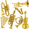 Mini Musical Instruments Set Miniature Musical Instruments Gold Christmas Tree Ornaments Mini Instruments Collection with Tiny Guitar Trumpet Saxophone Dollhouse Accessories Holiday Decorations 7pcs
